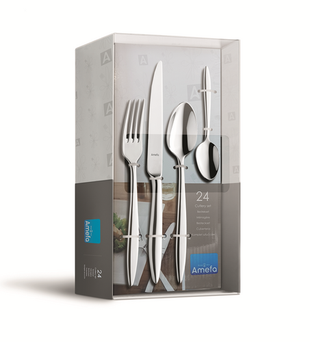 TENDENCE Komplet sztućców dla 6 osób 24 części w pudełku TB