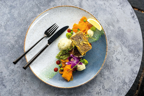 METROPOLE Komplet sztućców czarnych PVD dla 6 osób 24 cz. w kasecie drewnianej