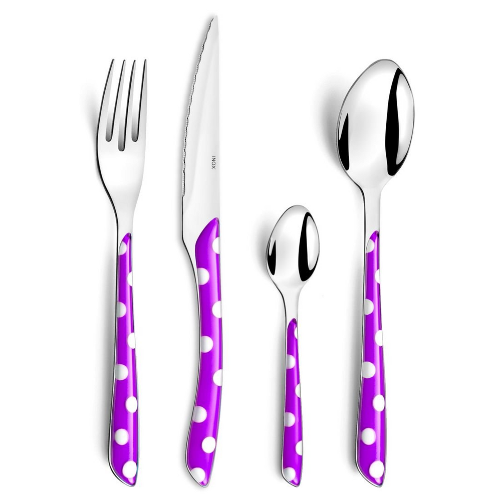 ECLAT DOTS Komplet sztućców dla 6 osób 24 cz. w pud. fioletowy
