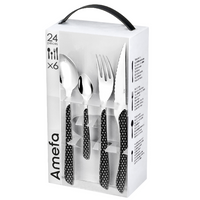 ECLAT GEO Komplet sztućców dla 6 osób 24 cz. w pud. czarny