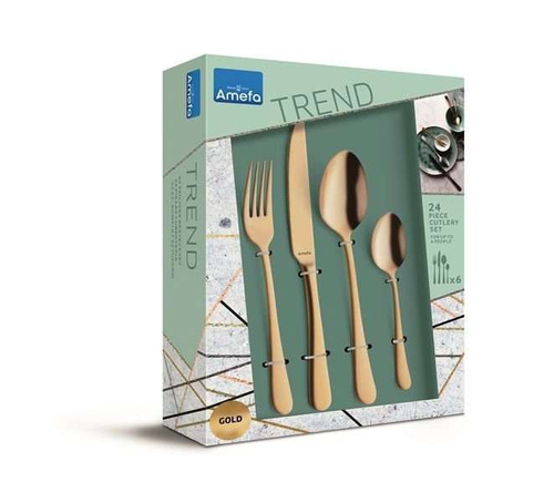 AUSTIN Komplet sztućców dla 6 osób 24 cz. ZŁOTY