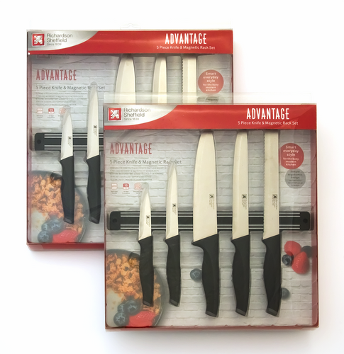ADVANTAGE  Zestaw noży kuchennych 5 cz. z listwą magn.