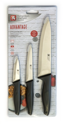 ADVANTAGE Zestaw noży kuchennych 3 cz. w blistrze