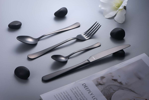 AUSTIN Komplet sztućców dla 6 osób 24 cz. CZARNY