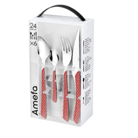 ECLAT GEO Komplet sztućców dla 6 osób 24 cz. w pud. czerwony