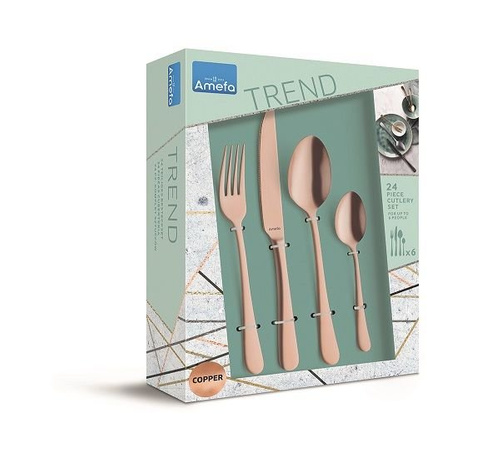 AUSTIN Komplet sztućców dla 6 osób 24 cz. MIEDZIANY
